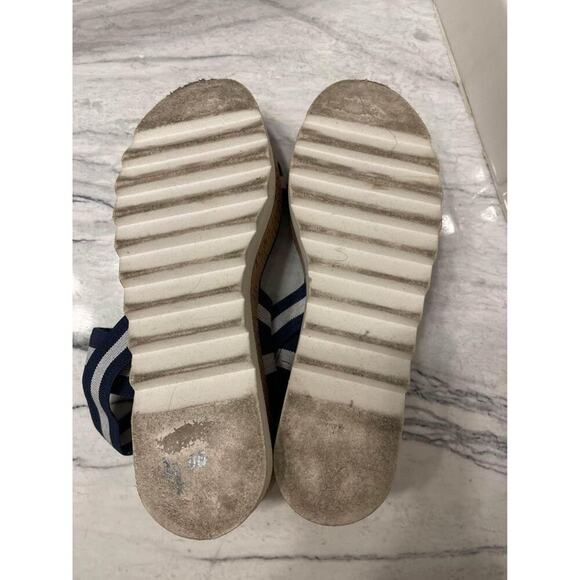 Madden Platform Cork Sandals Women's Size 8.5 Blue/White Straps Nautical Summer - Picture 5 of 6